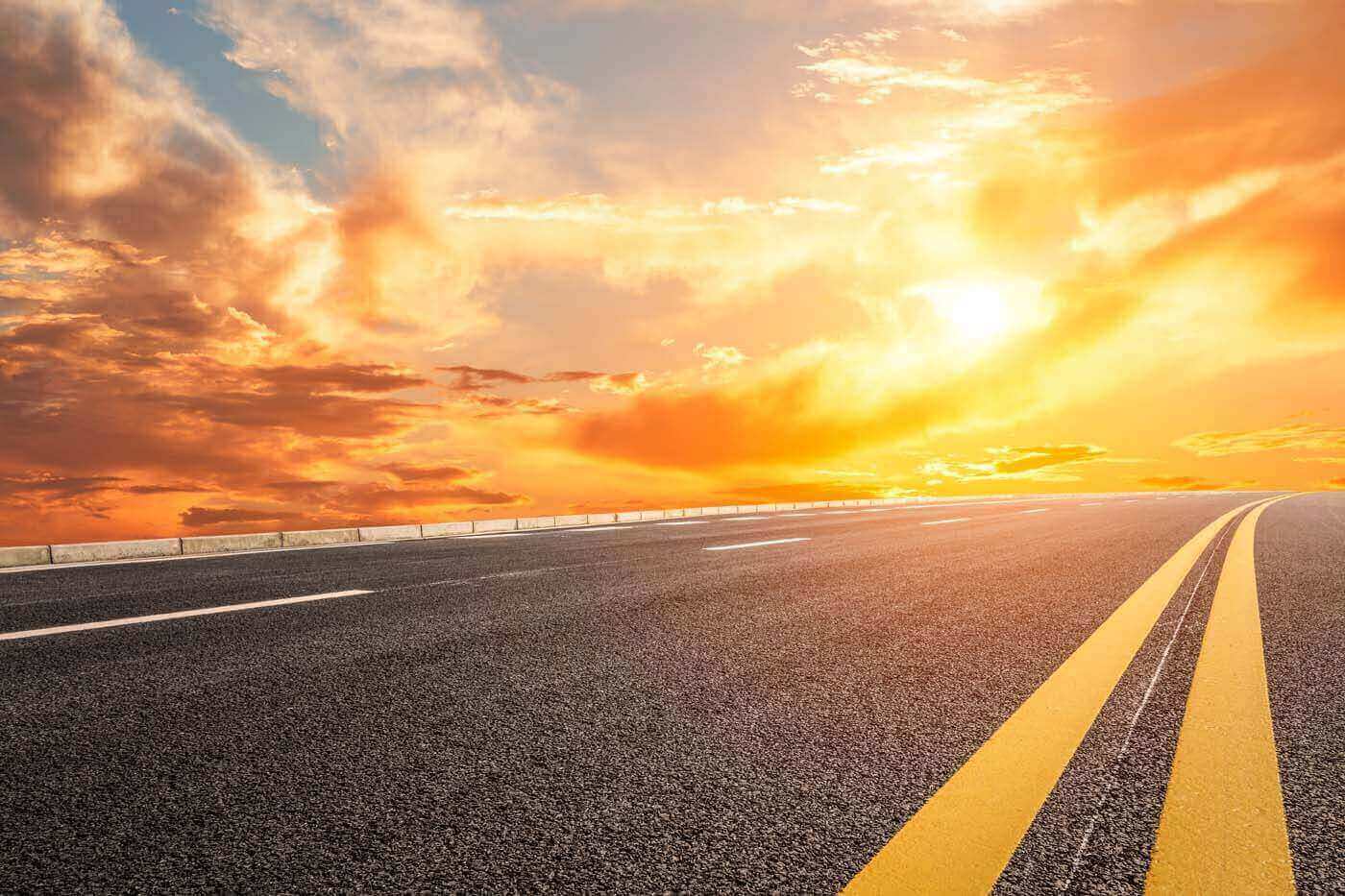 Asphalt Road And Sky At Sunset Asphalt Road And Sky At Sunset