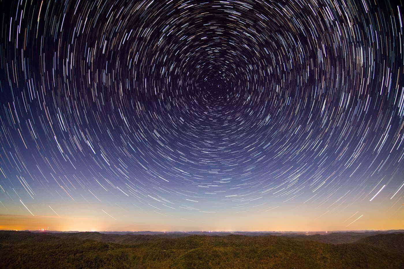 Star Trails Over Mountains